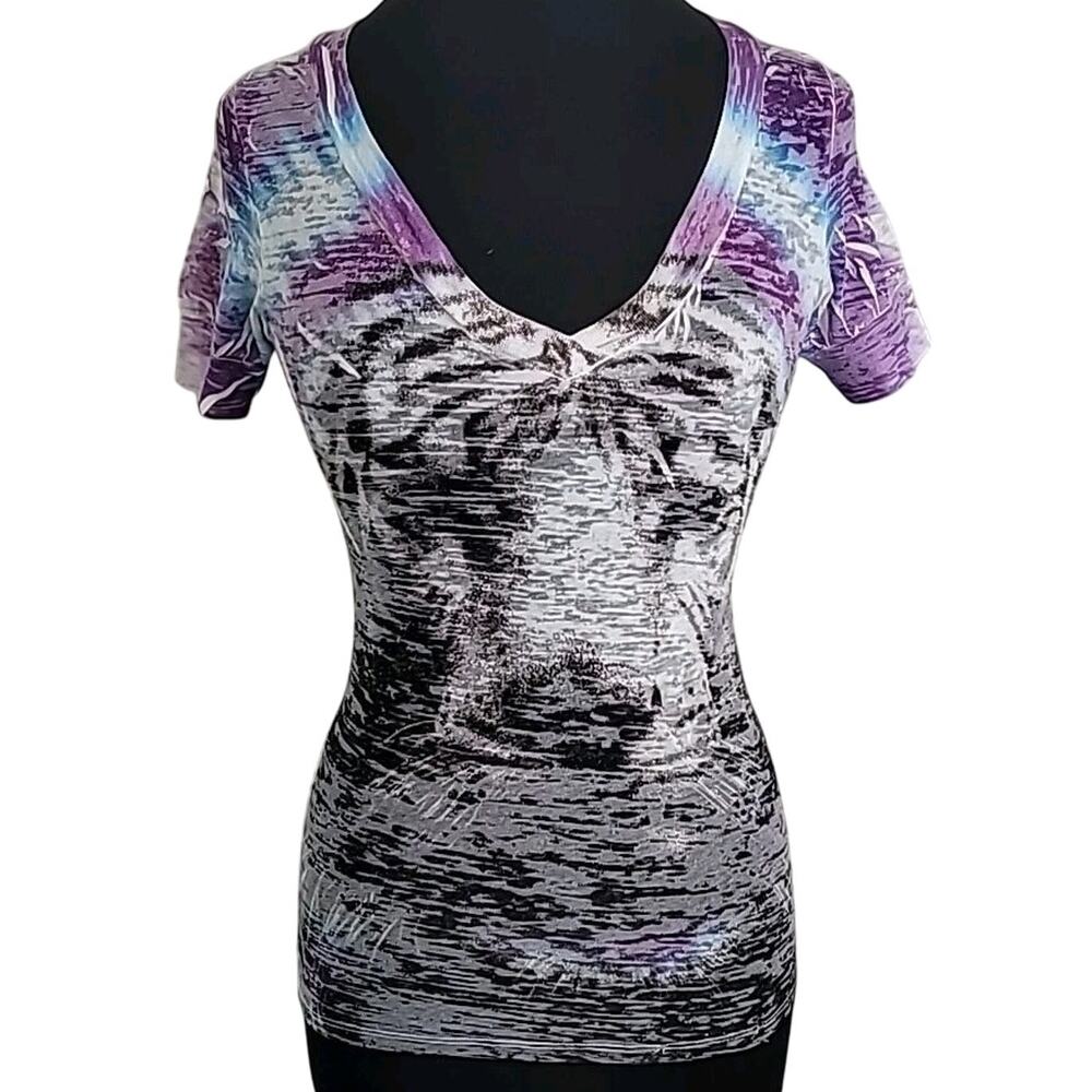 VTG Y2K Tiger Graphic Tee USA Purple M Mallcore Retro